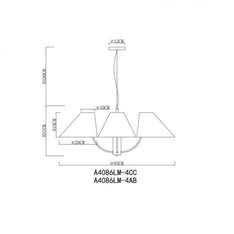 Светильник подвесной Arte Lamp Rondo A4086LM-4AB